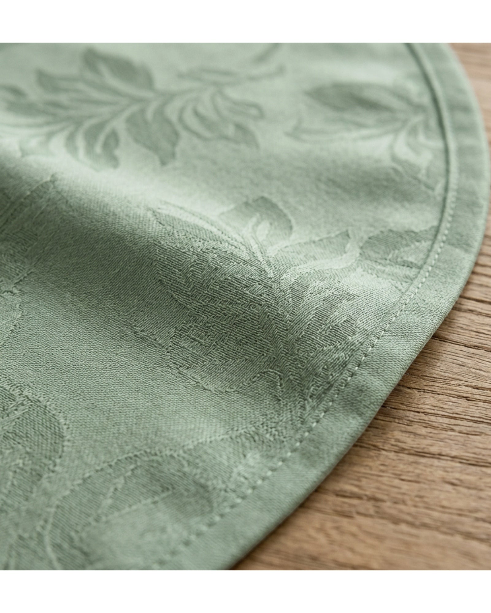 Feiy Cotton Jacquard Round Tablecloth 70 in Sage Green - Detail view