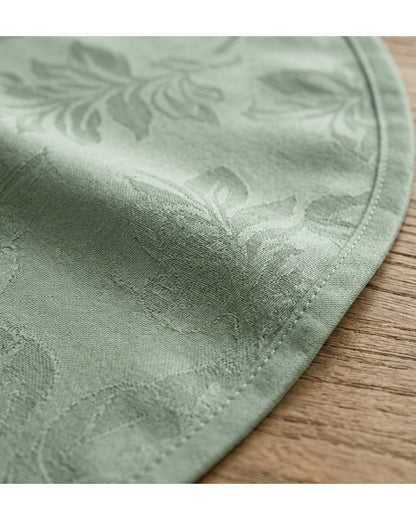 Feiy Cotton Jacquard Round Tablecloth 70 in Sage Green - Detail view