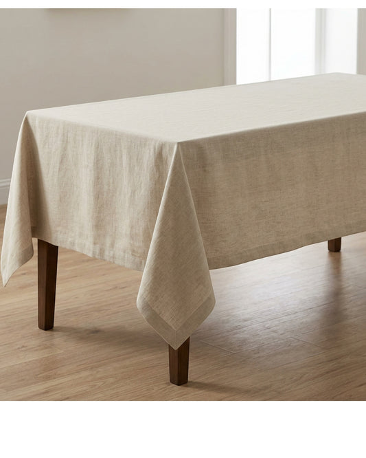 Feiy Washed-Linen Rectangular Tablecloth 60 x 90 in Natural Flax - Lifestyle view